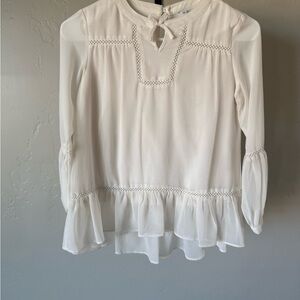 Girls Mayoral White Ruffle Blouse